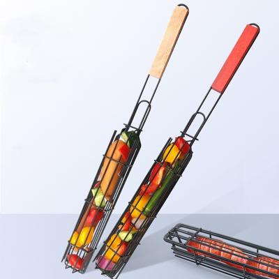 Barbecue Grilling Basket Stainless Steel Folding BBQ Rack Portable Grill Mesh with Handle Perfect for Outdoor Camping Picnic
