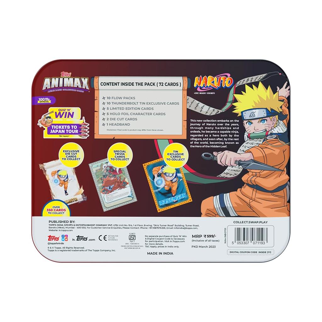 Topps Animax 2024 Official Naruto Collectible Card Game Booster Tin -