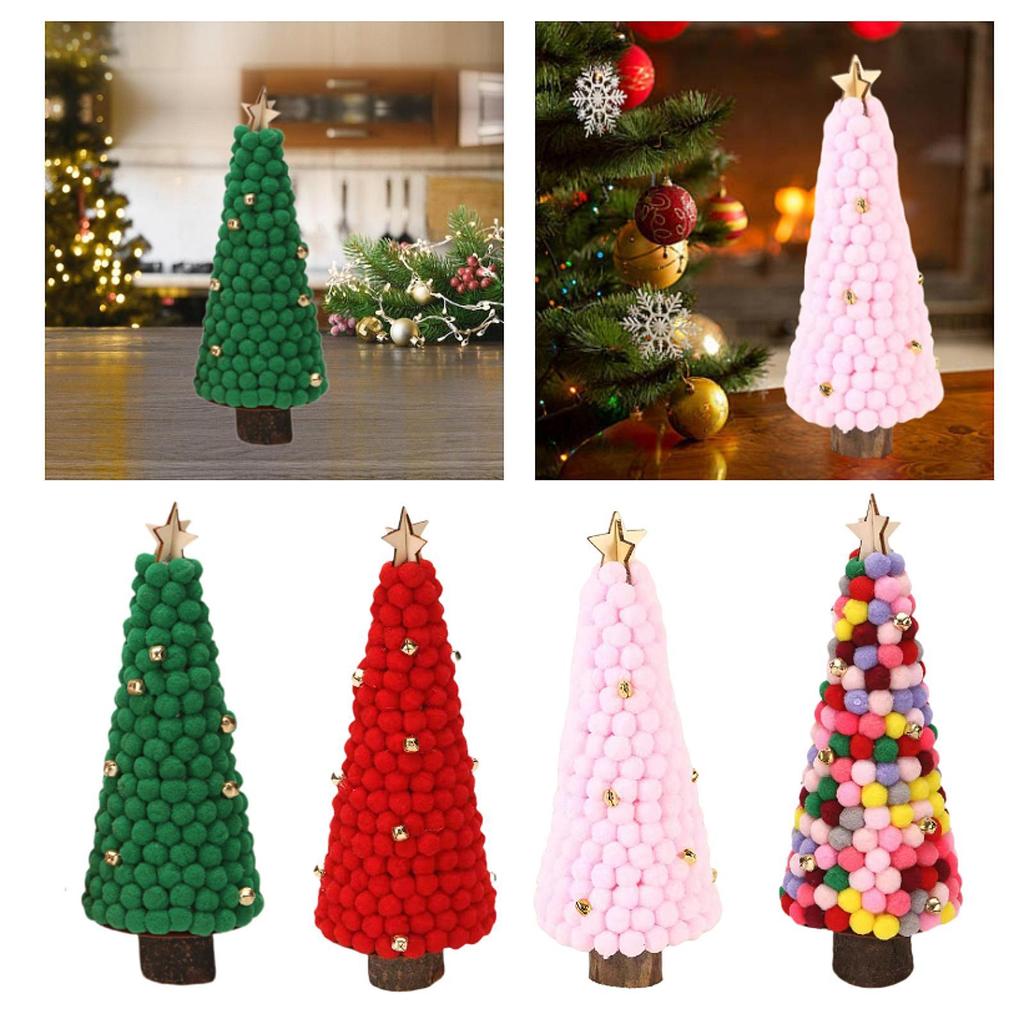 Wood Sculpture Christmas Tree Statue Crafts Decoration Xmas Tree Figurine for