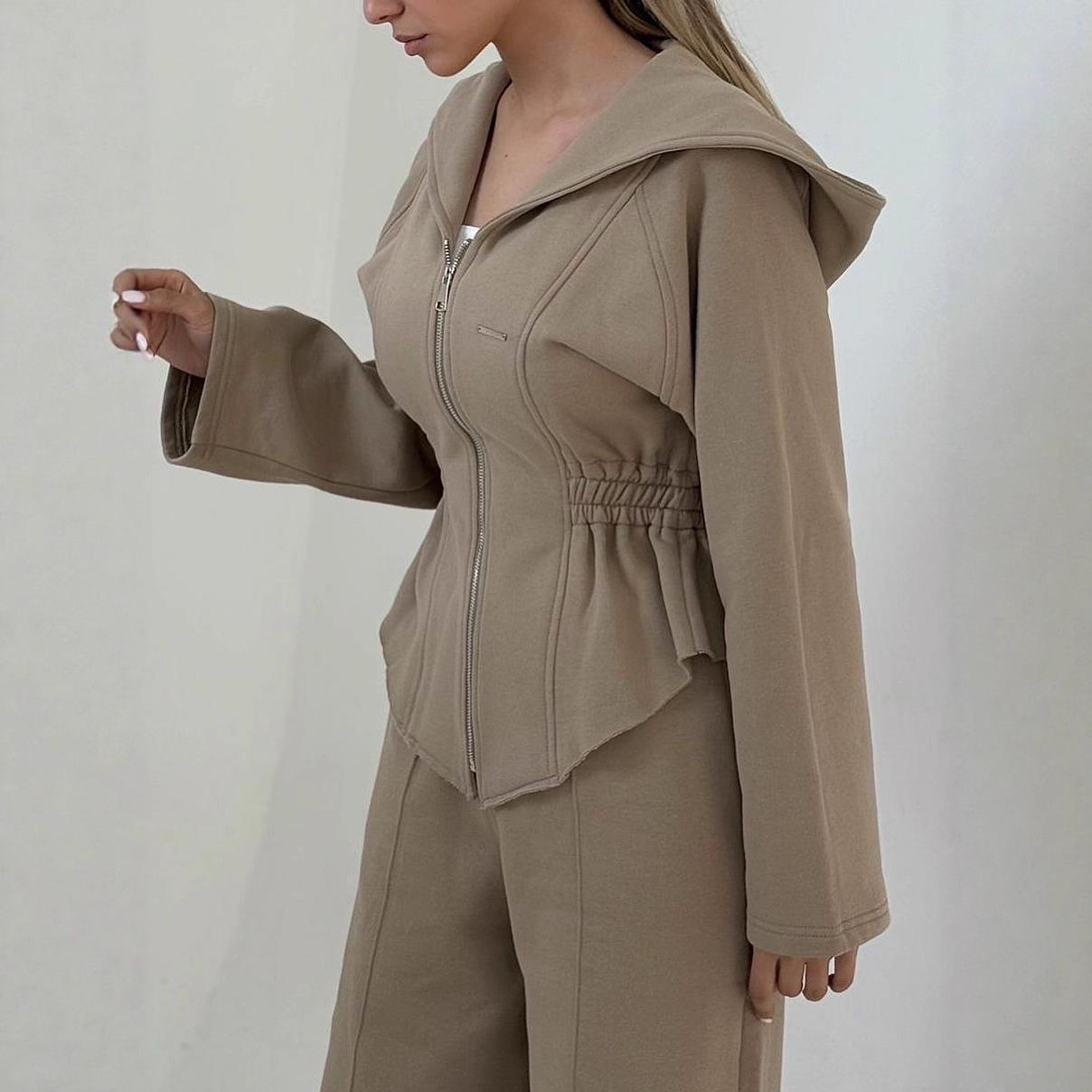 

Женский спортивный повседневный кардиган с капюшоном и комплект брюк широкого кроя Осень/Зима 2025 XXL хаки