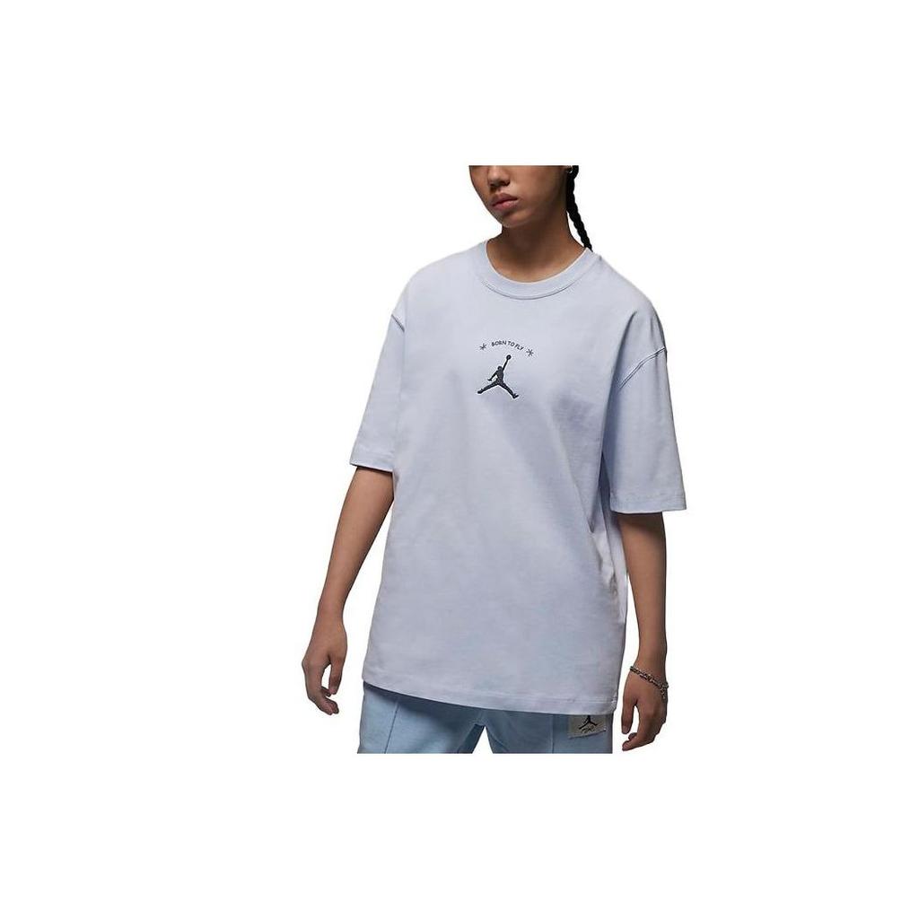 Jordan Alphabet Logo And Number Pattern Print Soft Loose Round Neck Sport Casual Knit Short Sleeve T-Shirt Women Tops Light-Purple FJ7710-085