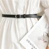 Korean New Soft Leather Retro Non-hole Black Belt Female Student Pants Without Holes for Women