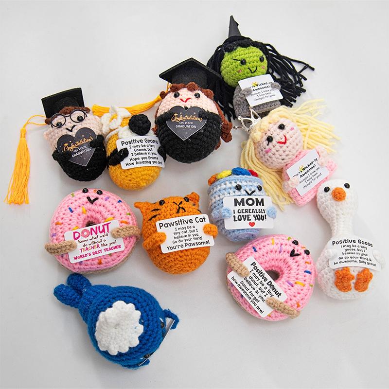 Positive Potatoes Crochet Doll Funny Affirmation Card Desk Accessorie Kawaii Animal Ornament Wedding Mother's Day Birthday Gift