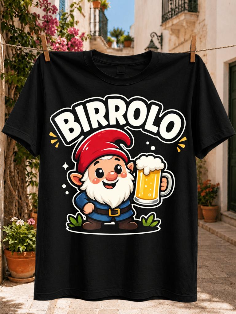 Birrolo Cartoon Gnome Graphic Red Pointed Beard And Foamy Beer Glass In Bright Playful Style Unisex Unisex All Tshirt
