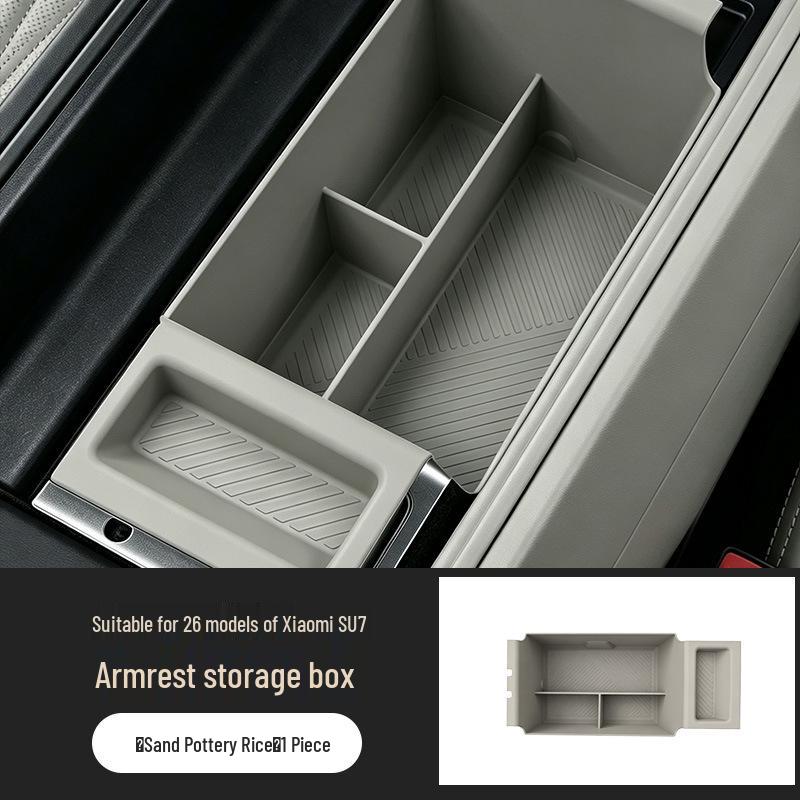 Heightened Armrest Box Storage Organizer: Compatible with 26 Xiaomi SU7 Models, Silicone Interior Partition Accessories.
