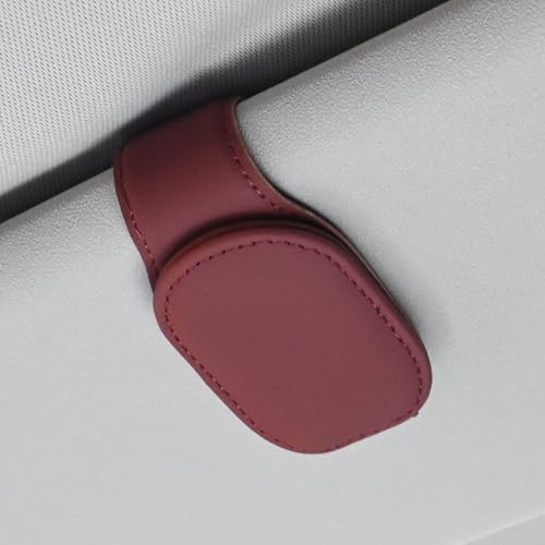 

Sunglasses Holder Car Car Storage Sunglasses Clip Car Glasses Clip Protective Glasses Card Storage Clip Leather Style Easy to Fit (Wine Red)