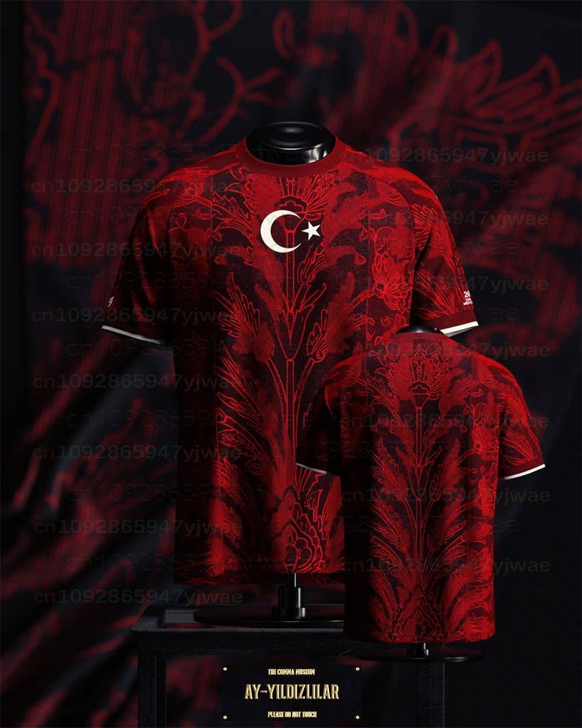 2026 New Turkey AY-YILDIZLILAR Vintage Floral Themed Football Jersey Breathable Quick-Dry Soccer Fans Family Child Top