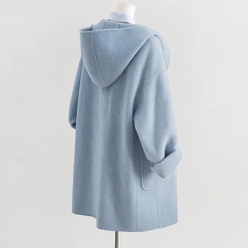 Women's 100% Wool Hooded Dropped Shoulder Coat