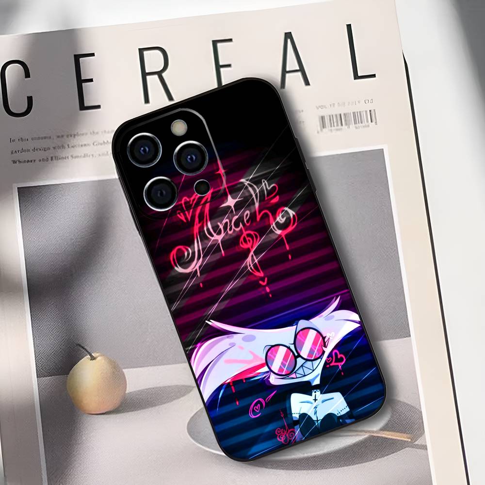 Angel Dust H-Hazbin H-Hotel Phone Case For iPhone 17,16,15,14,13,12,11 Plus,Pro Max,XS,Soft Silicone Black Cover