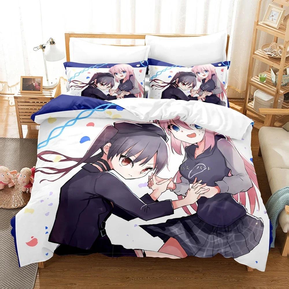 3D Anime Bocchi the rock Ložní soupravy Sada povlaku na přikrývku s povlakem na polštář Dvojlůžko Plná Velikost Queen King Ložní prádlo Domácí textil