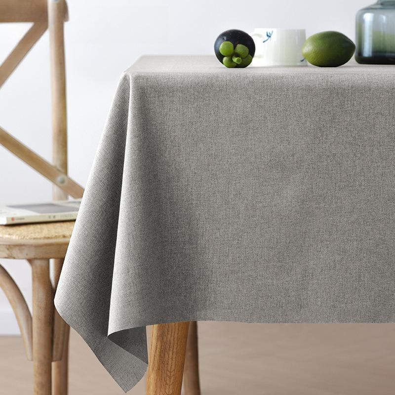 Solid Color Rectangular Table Cloth Waterproof Oil Resistant Household Dustproof Dining Table Cloth Simple and Wear-resistant