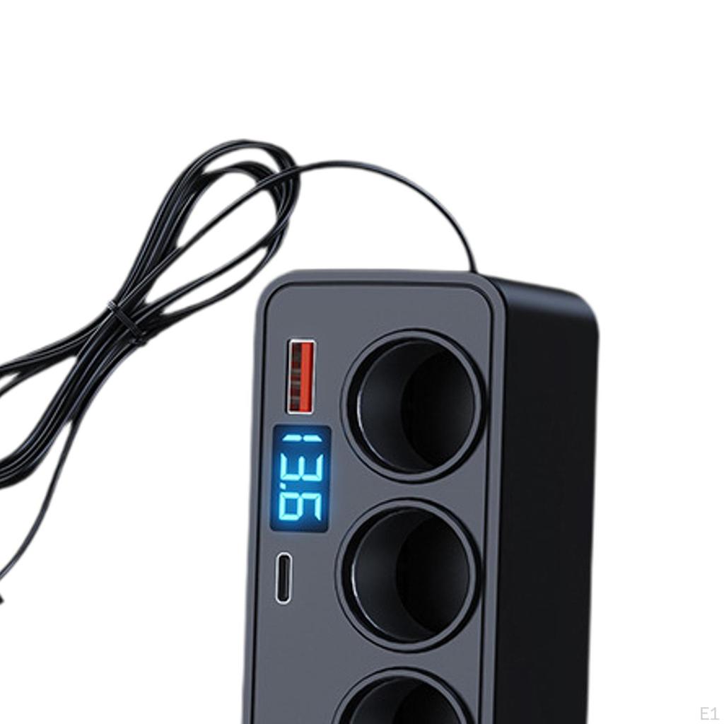 Car Cigarette Lighter Adapter LED Display Splitter