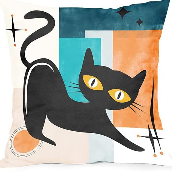 Kitten Gift Pillowcase Cute Pet Printed Linen Pillow Cushion Cover Bedside Living Room