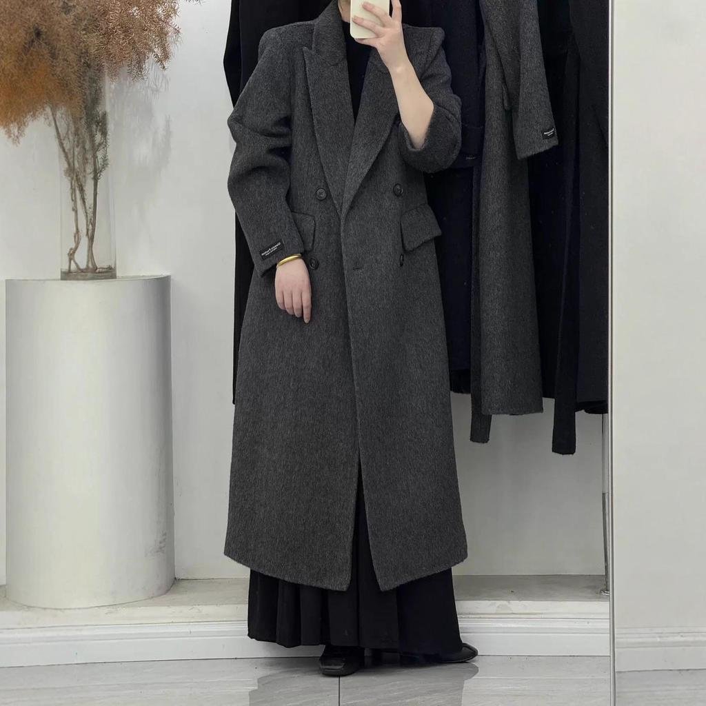 2025 Autumn/Winter Women's Double-Sided Cashmere Wool Coat, Suit Collar, Korean Style, Waist-Slimming, Figure-Flattering.