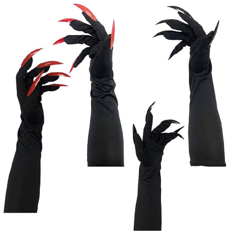 Cool Halloween Gloves Long Section Spooky Claw Dress Up Gloves Fashionable Long Nails Cosplay Halloween Funny Gloves