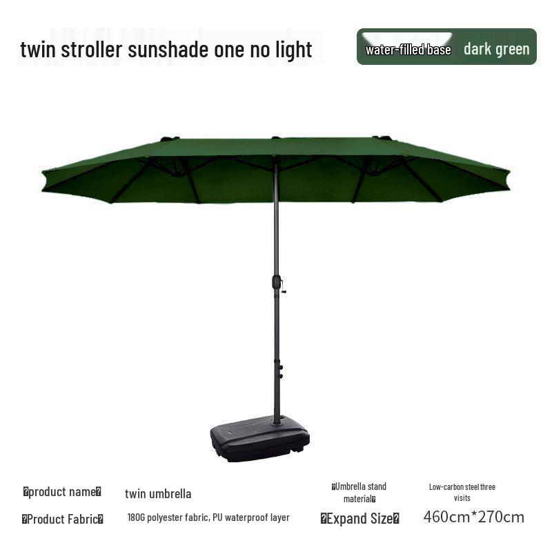 Large Outdoor Cafe & Terrace Sun Umbrella with Three-Head Center Pole