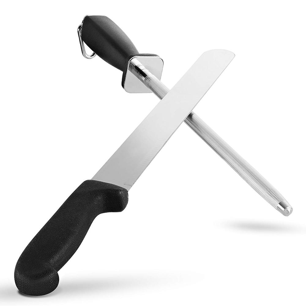 LMETJMA Premium 12 Zoll Messerschärfer Stab Chef Diamant Schleifstab Abziehstab für alle Küchenmesser KC0311