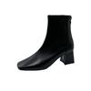 Martin boots women's new women's boots winter European and American style square head rear zipper short boots women's thick heel medium heel boots