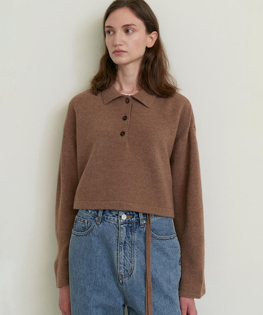 STEP AROUND Cashmere Crop Collar Knit_Cinammon