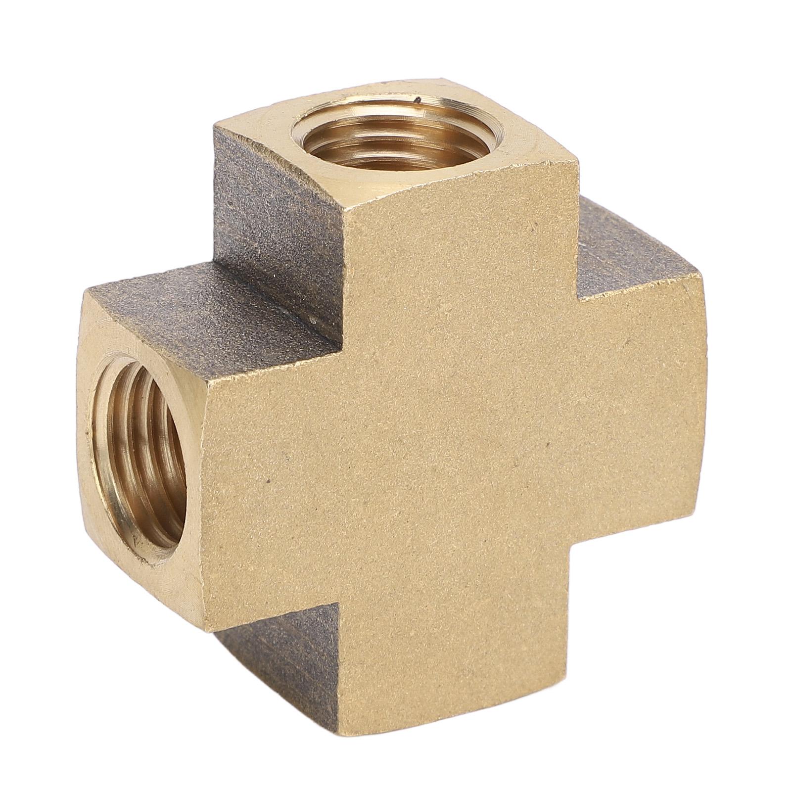 

Латунный фитинг для трубы 4-ходовой 1/8 дюйма внутренняя резьба Универсальный металлический латунный переходник для трубы для вакуума, топлива, воздуха, воды, масла, газа