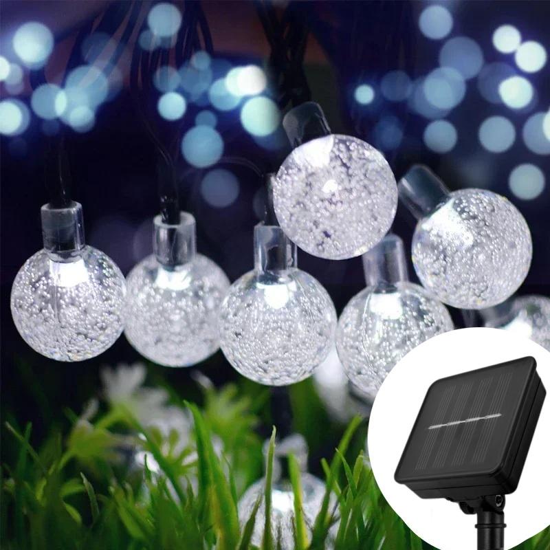 Outdoor Solar Bubble Ball Light String LED Waterproof Lamp Camping Courtyard Christmas Party Holiday Decor Atmosphere Light