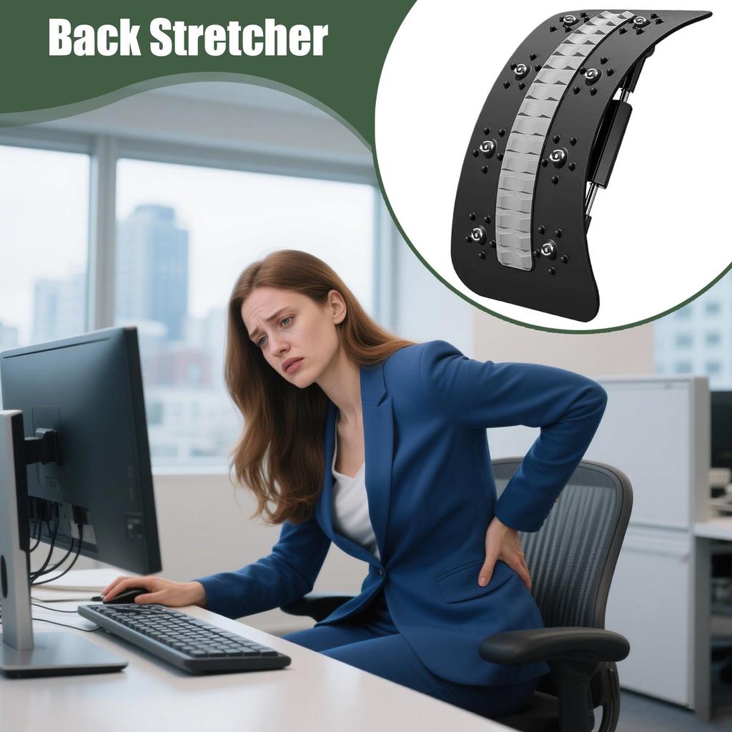 Adjustable Back Stretcher for Lower Back Pain Relief, Lumbar Support Device for Yoga & Sciatica, Spinal Decompressions Tool