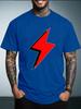 Unisexs Summer Crew Neck T Shirt Simple Red Lightning Bolt Graphic Tee Casual Loose Streetwear Fashion Daily Short Sleeve Top
