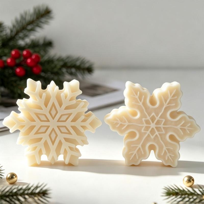 Christmas Candle Making Tool 3D Snowflake Silicone Casting Tool for Handmade Candle Holiday Decoration Resin Casting Projects