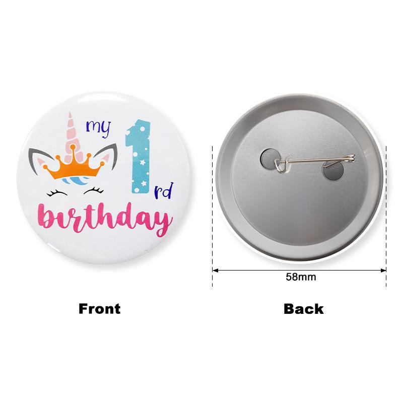 New Unicorn Theme Series Party Badge Baby First Birthday Cartoon Digital Badge 