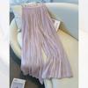 Apricot Glazed Ice Silk Women's Wide-Leg Pants: Summer 2026, Lightweight, Good Drape, 3/4 To 9/10 Length.