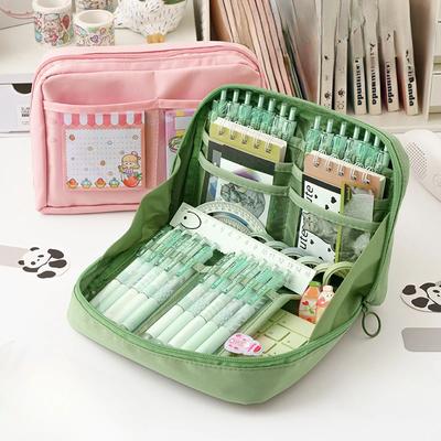 Multifunctional Pen Bag Fashion Pencil Case 12-Layer Pen Storage Bag 90 Degree Large Opening Stationery Bag Stationery Organizer