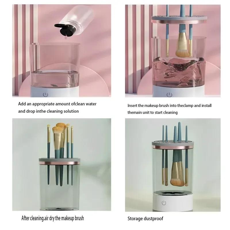 USB Plug Portable Electric Makeup Brush Cleaner with Rubber Makeup Machine Electric USB Quick Cleaner Cleaning Brush Collar Brus
