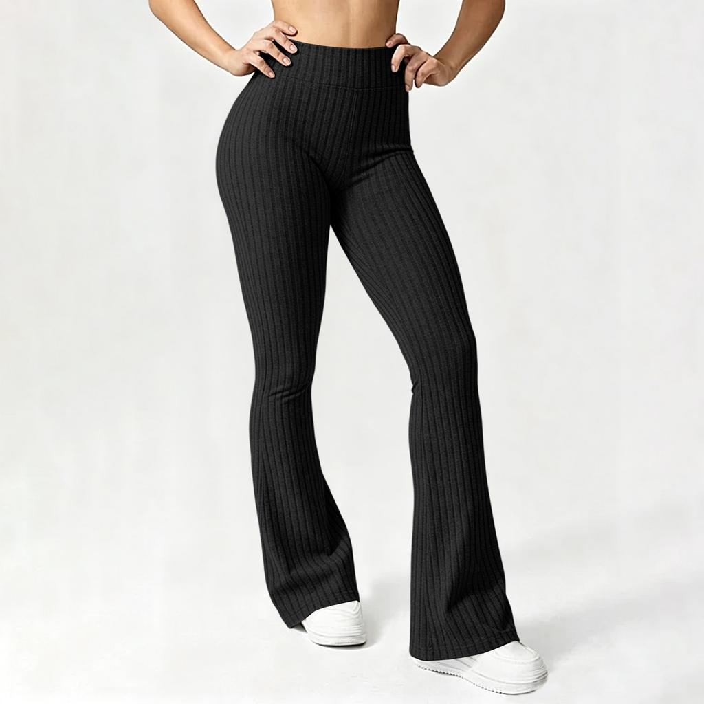 Women's High Waist Drawstring Cargo Pants - Casual Flare Leg Trousers with Pockets for