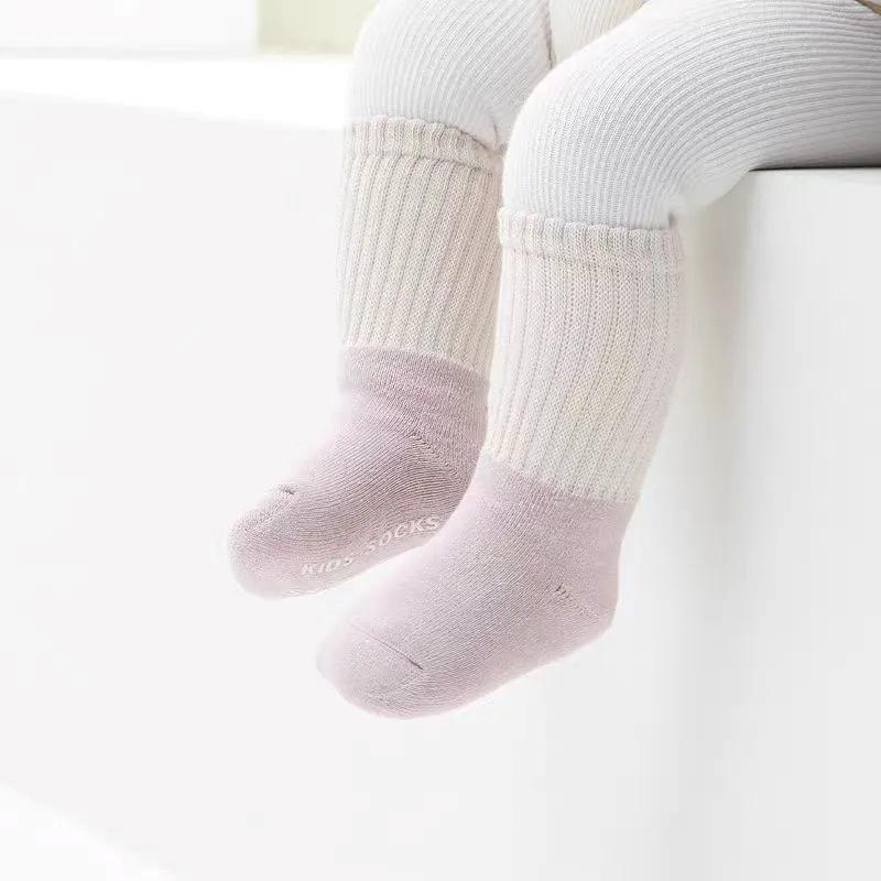 Newborn Mid-Calf Non-Slip Breathable Cotton Socks for Boys and Girls - Spring & Autumn