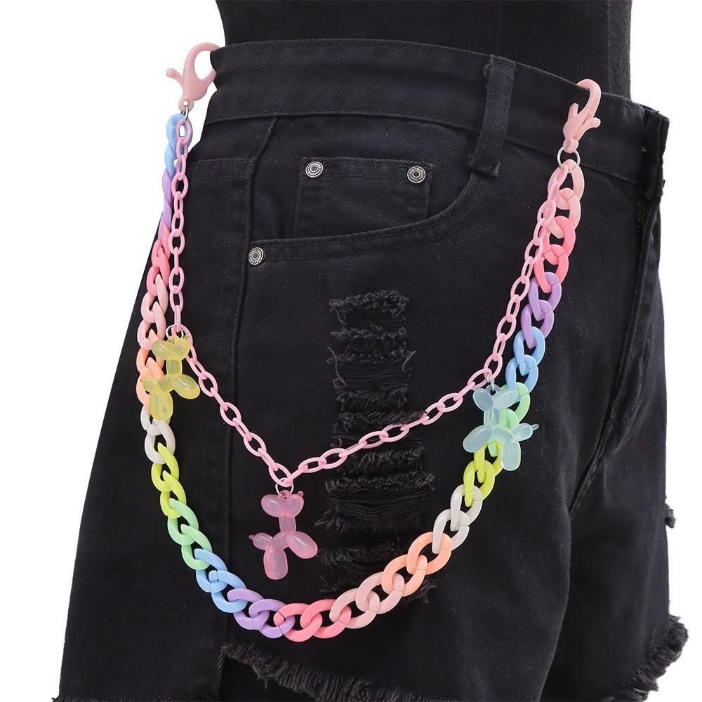 Punk Colorful Star Acrylic Belt Chain For Youth Men Women Summer Fashion Jewelry