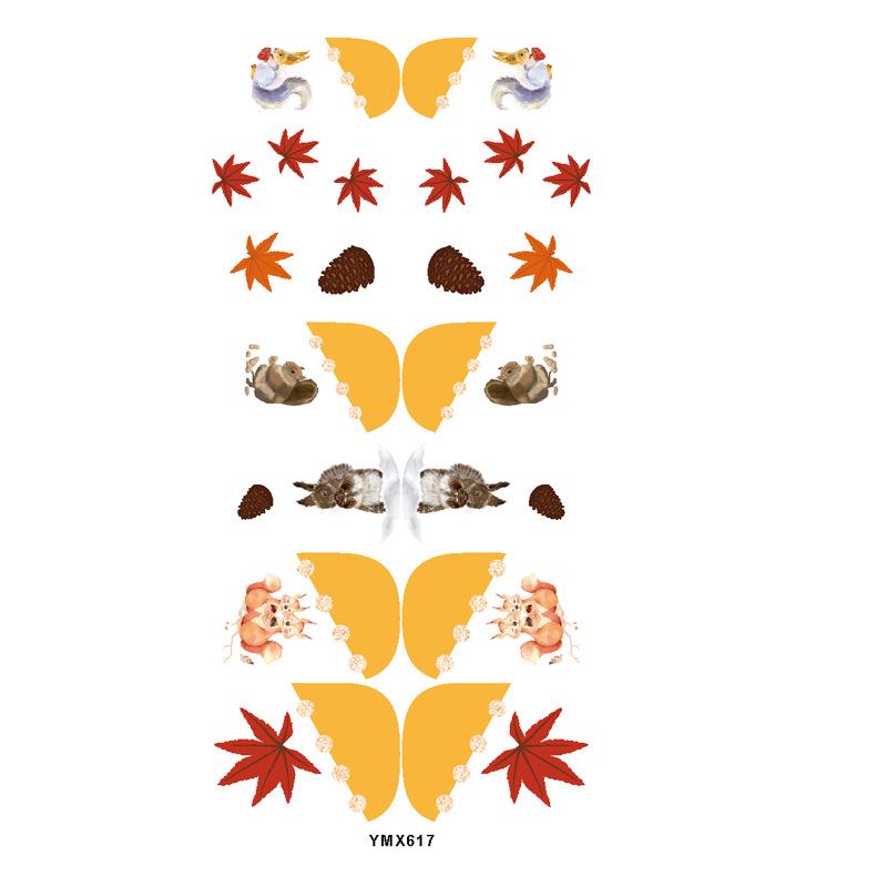 Autumn Maple Leaf Full Cover Waterproof Nail Art Stickers - Japanese Style Floral Design
