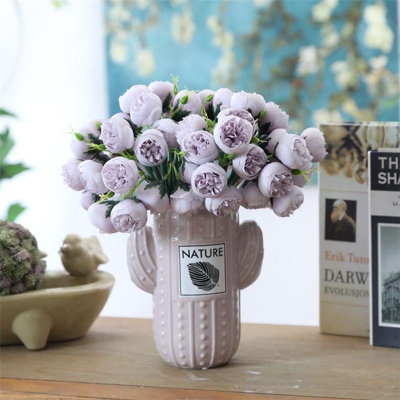 Buy Artificial Flowers Peony Tea Rose Autumn Silk Fake Flowers for DIY ...