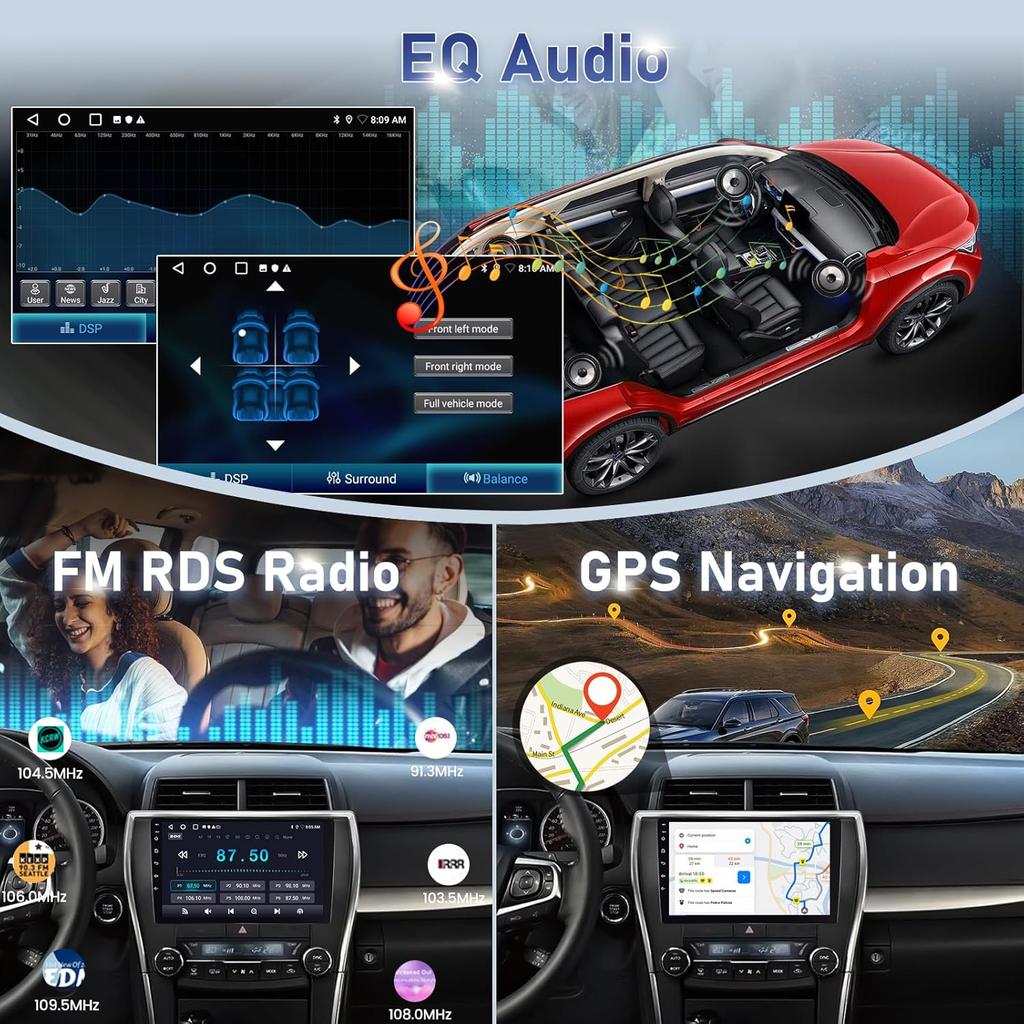 2GB+64GB Car Radio for Toyota Camry 2015-2017, 10.1' Android Touch Screen with CarPlay/Android Auto, Bluetooth, FM RDS, SWC