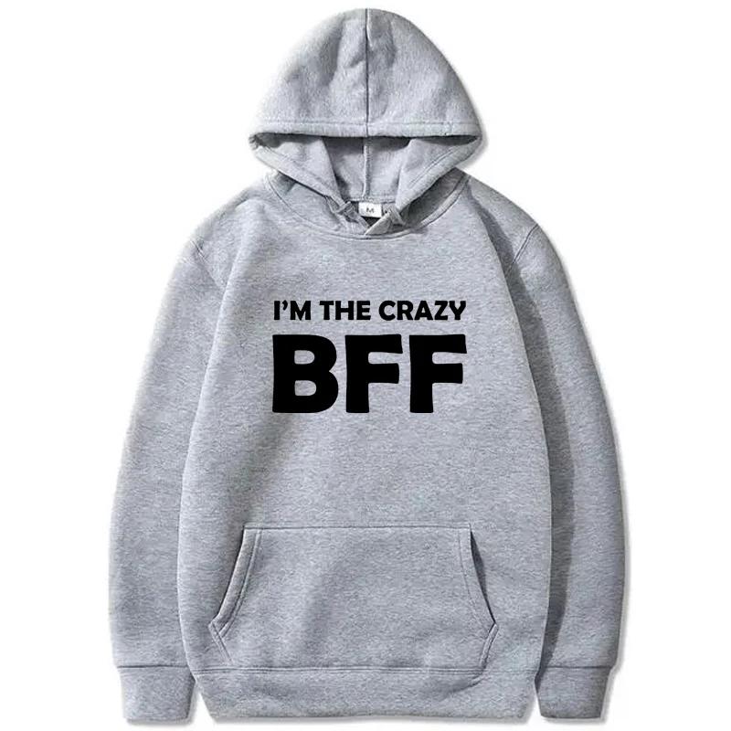 BFF Printed Hoodie Autumn Winter Women Men Casual Loose Simple Fashion Comfortable O-Neck Long Sleeve Fleece Sweatshirts