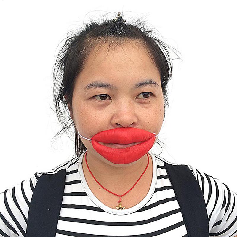 Jokes Sausage Red Lips Funny Photo Props Thick Halloween Funny Horror Latex Mask Prank Stuff Cosplay Party Props Big Red Mouth