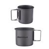 2 PCS Camping Cup Set Lightweight Aluminum Cup Set 450ml and 250ml Portable Foldable Handle Stackable Cup for Outdoor