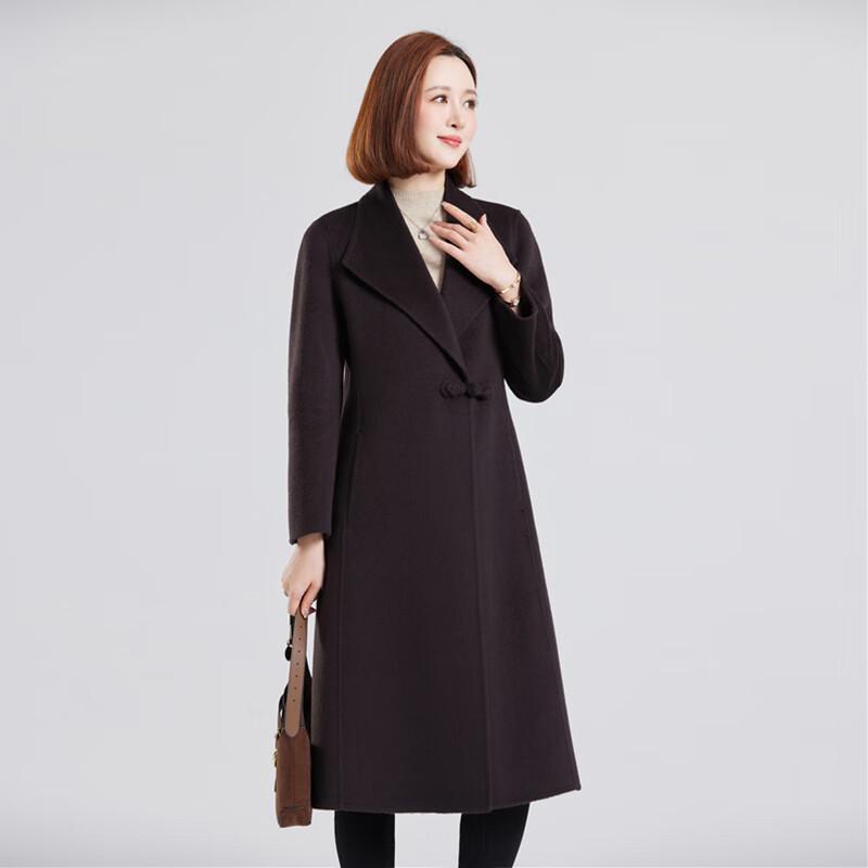 Women's 100% Pure Wool Long Lapel Coat