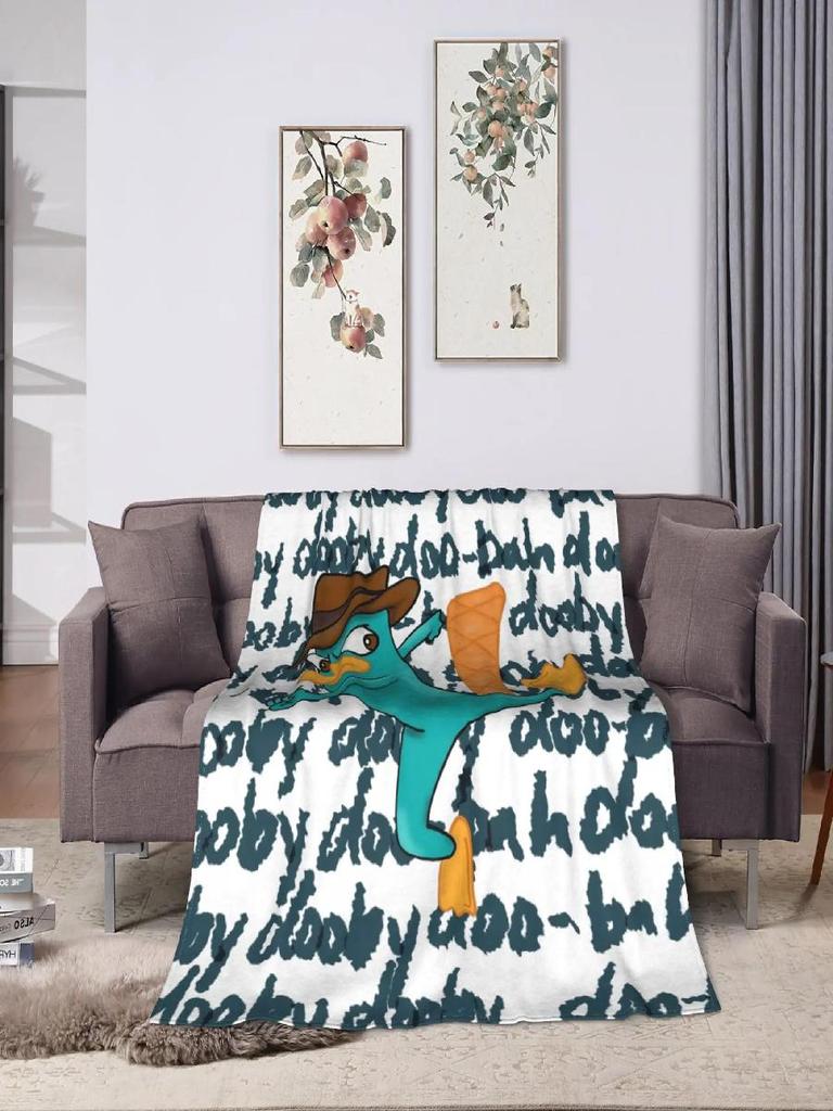 Perry the Platypus Cartoon Duck Plush Flannel Throw Blanket for Kids Soft Warm Bedspread for Couch Chairized Gift for Gir