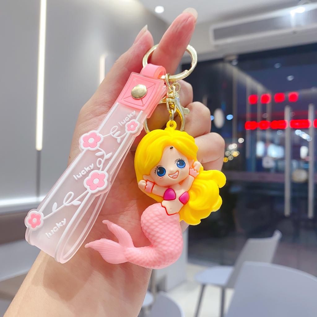 Creative Mermaid Keychain Cute Soft Rubber Doll Pendant Car Bag Doll Machine Small Gift Pendant