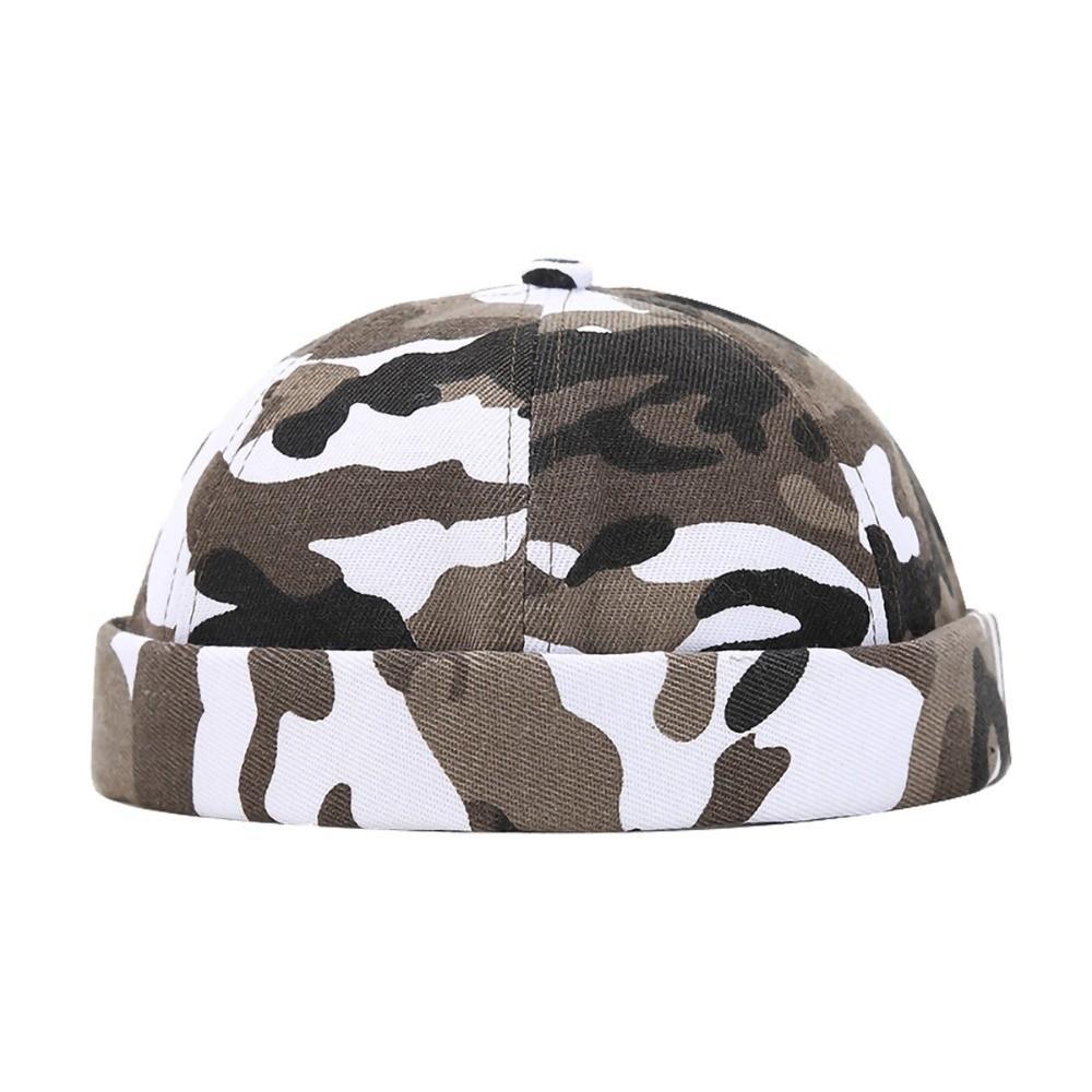 

Casual Melon Skin Hat Adjustable Brimless Docker Cap Hip Hop Beanie Hat Spring and Summer серый
