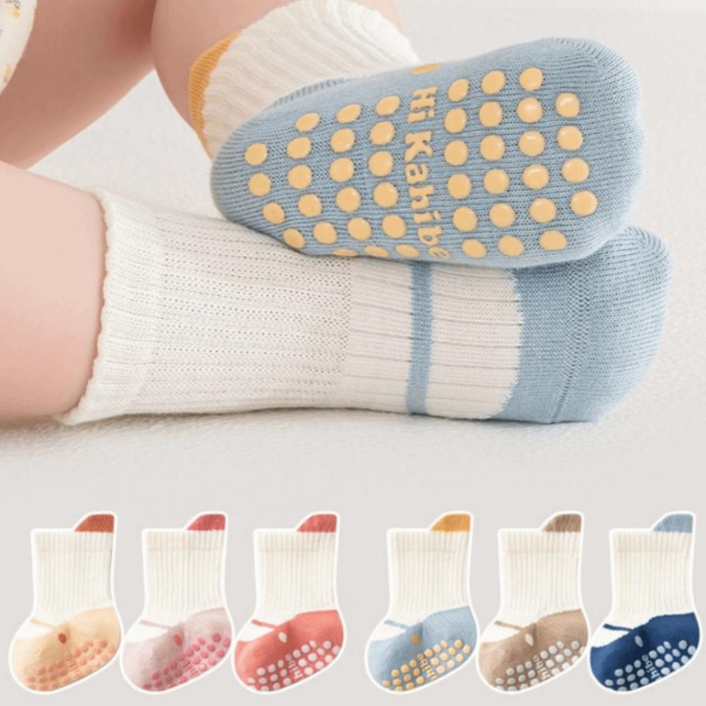 3 Pairs Soft Cotton Anti-Slip Socks Non-Slip Infant Walking Socks Kids Crawling Socks  For Newborn