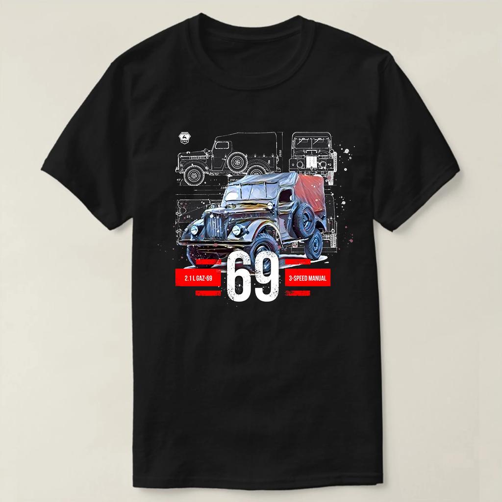 USSR GAZ 69 Vintage Car Collectors Gift T-Shirt New 100% Cotton Short Sleeve O-Neck Casual T-shirt Mens Top