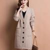 Women's Thick Knit Mid-Length Cardigan - 2025 Autumn/Winter Fashionable Loose Sweater Coat