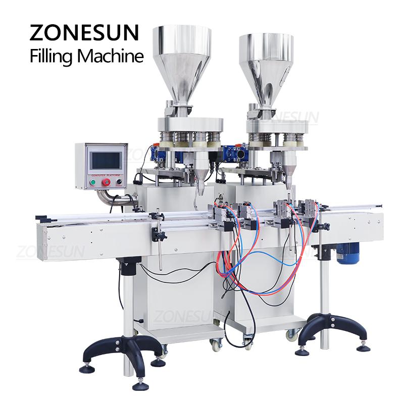 ZONESUN ZS-KL01 Automatic 2 Heads Granule Filling Machine Quantitative Filler for Bottles Jars
