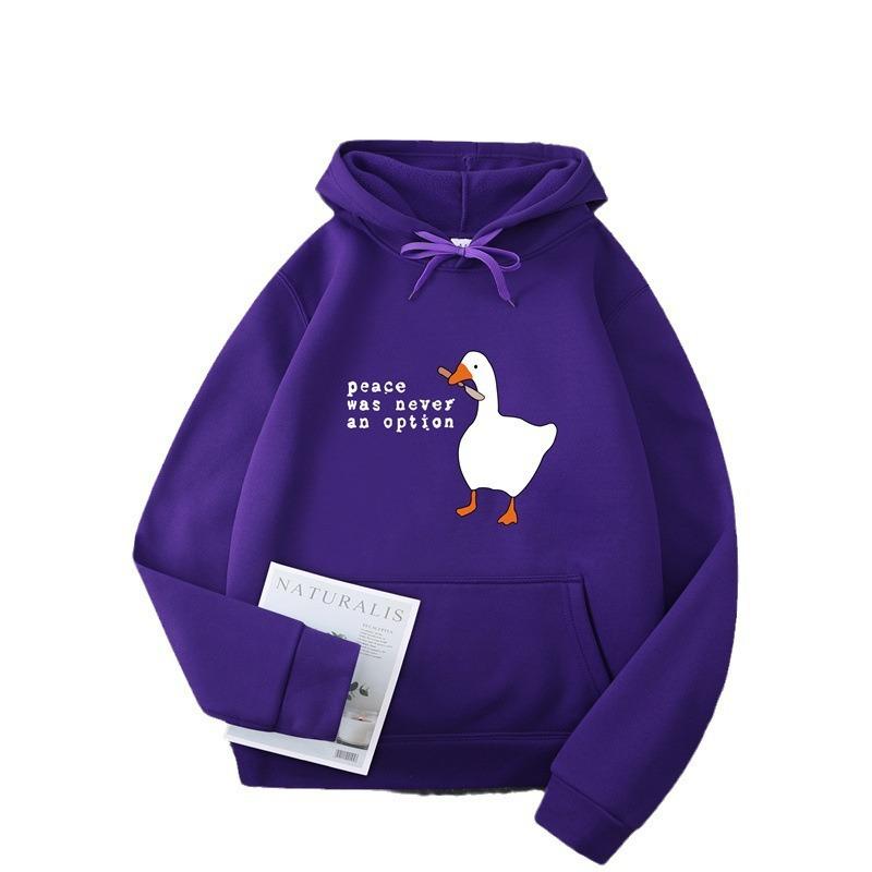 Casual sweater men's and women's autumn and winter new big white goose couple hooded jumper